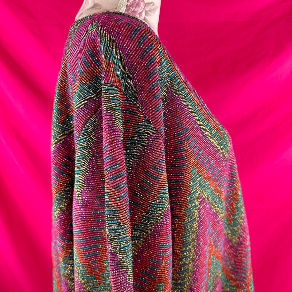 Metallic Vintage 80s 90s Chevron Knit Tunic Top Pink Sparkle 3X Holiday Glam - Picture 11 of 17
